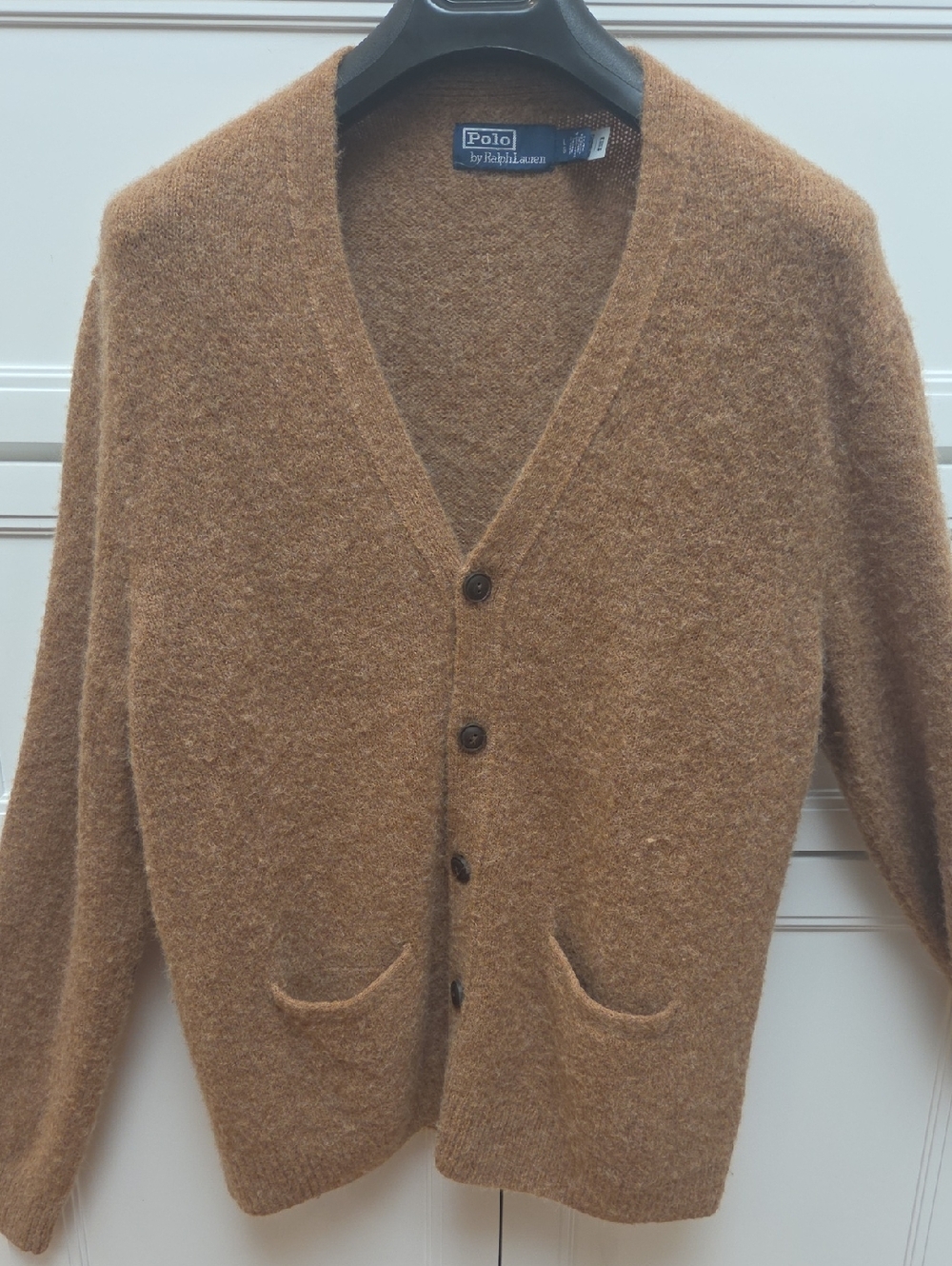 Polo by Ralph Lauren Men's Alpaca Wool Tan Brown V-Neck Button Cardigan (L)